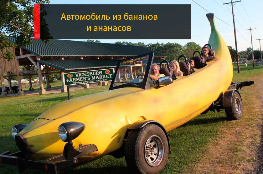 Автомобиль из бананов и ананасов